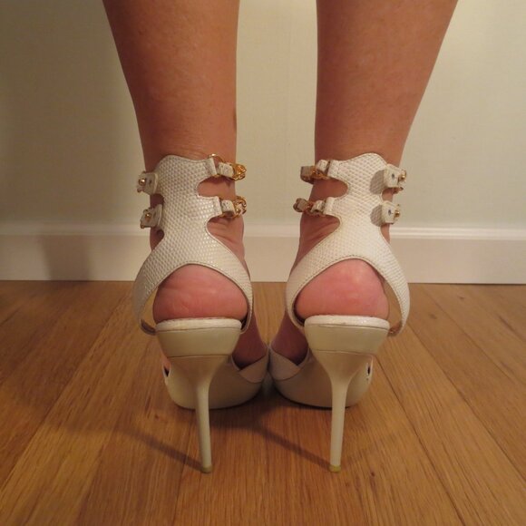 Last chance REPORT SIGNATURE White Chain Double Ankle Strap Stiletto Sandals - Picture 4 of 8